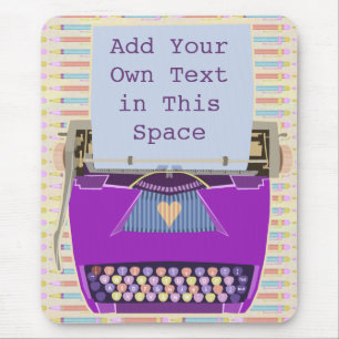 Retro lila Schreibmaschinen-Mitte- des Mousepad