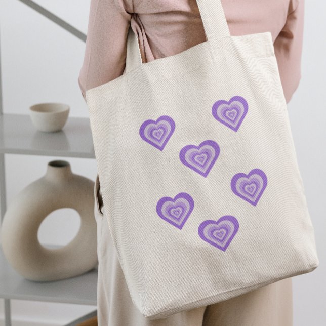 Retro Lila Tote Bag von Funky Heart 2000s Y2K 90s Tragetasche (Von Creator hochgeladen)