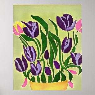 Retro Lila Tulip Abstrakte Kunst Poster