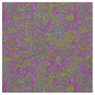 Retro-Lila und grünes Blumendesign Stoff