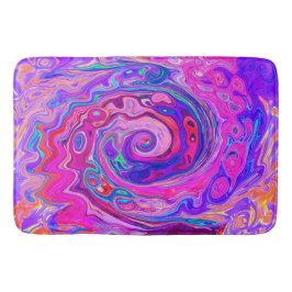 Retro Lila und Orange Abstrakt Groovy Swirl Badematte