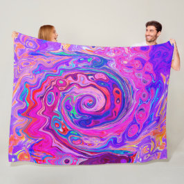 Retro Lila und Orange Abstrakt Groovy Swirl Fleecedecke