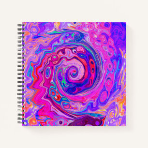 Retro Lila und Orange Abstrakt Groovy Swirl Notizbuch