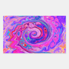 Retro Lila und Orange Abstrakt Groovy Swirl Rechteckiger Aufkleber