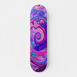 Retro Lila und Orange Abstrakt Groovy Swirl Skateboard