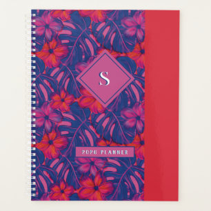 Retro Lila und rosa Florals Planer