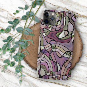 Retro Lila Violett Grau Schwarzes Mosaik-Kunstmust iPhone 15 Pro Max Hülle