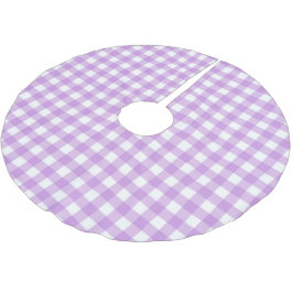 Retro Lilac Gingham Karierte Karo geprüft Polyester Weihnachtsbaumdecke