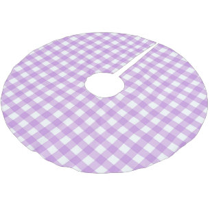 Retro Lilac Gingham Karierte Karo geprüft Polyester Weihnachtsbaumdecke
