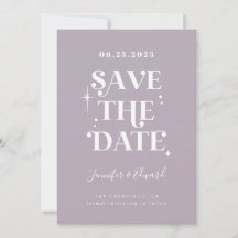 Retro Lilac Save the Date Card