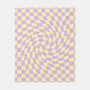 Retro Lilac Yellow Paston Warped Checkerboard Fleecedecke