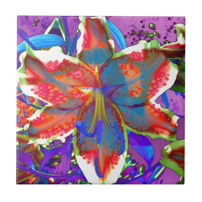 Retro Lily Fliese (Vorderseite)