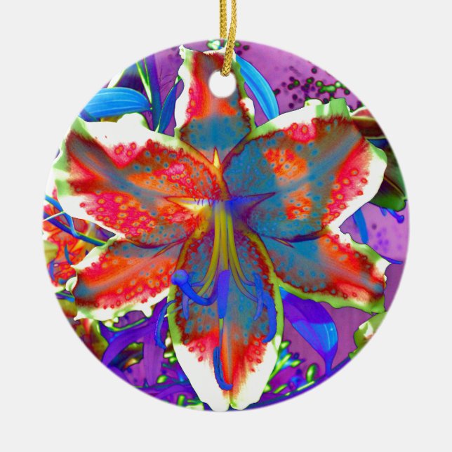 Retro Lily Keramikornament (Vorne)