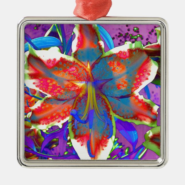 Retro Lily Ornament Aus Metall (Vorne)