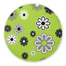 Retro Lime green Blume Power Keramik Drehknopf Keramikknauf