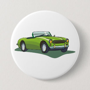 Retro-limettgrünes Cabrio-Sportwagen Button