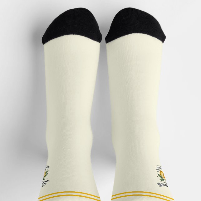 Retro Limoncello Spaß Cocktail Lover Geschenk Gelb Socken (Oben)