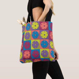 Retro Limone und korallenfarbene Pickleballs Tote