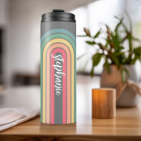 Retro Line Arch Pastel Rainbow Colors Name