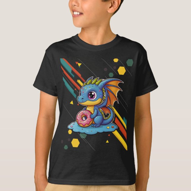 Retro Line vibin' Niedlicher Baby Dragon T-Shirt (Vorderseite)
