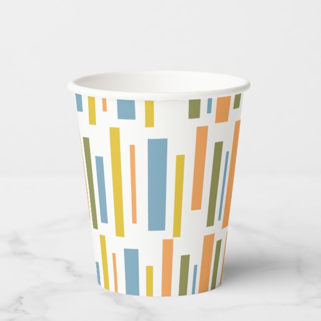Retro Lines Muster Papier Cup Pappbecher (Vorderseite)