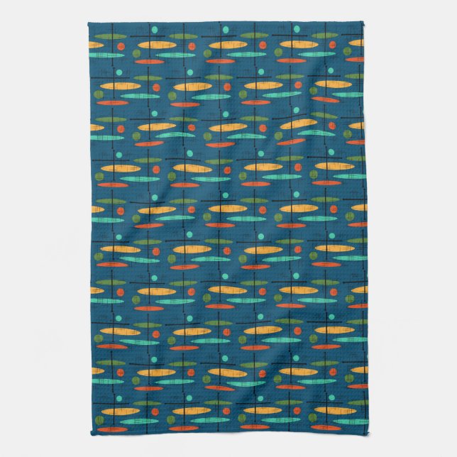 Retro Lines & Oval Geschirrtuch (Vertikal)