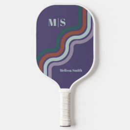 Retro-Linien mit Initialen und Namen Moderne Farbe Pickleball Schläger