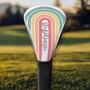 Retro-Linienbogen Pastell-Regenbogenfarben Skriptn Golf Headcover