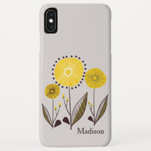 Retro-Linienkunst Gelbe Blumige Personalisierte Na Case-Mate iPhone Hülle