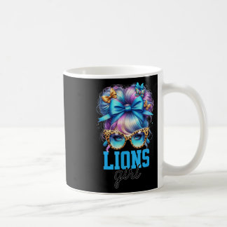 Retro Lions Girl Messy Bun Sports Fan Team Matchin Kaffeetasse