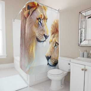 Retro Lions Kunst, Dichtung und Musik Duschvorhang