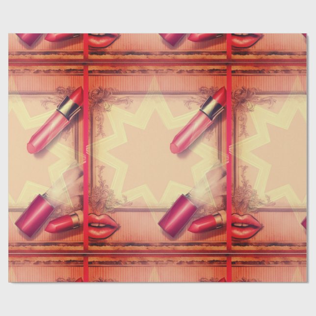 Retro-Lipstick Geschenkpapier (Flach)