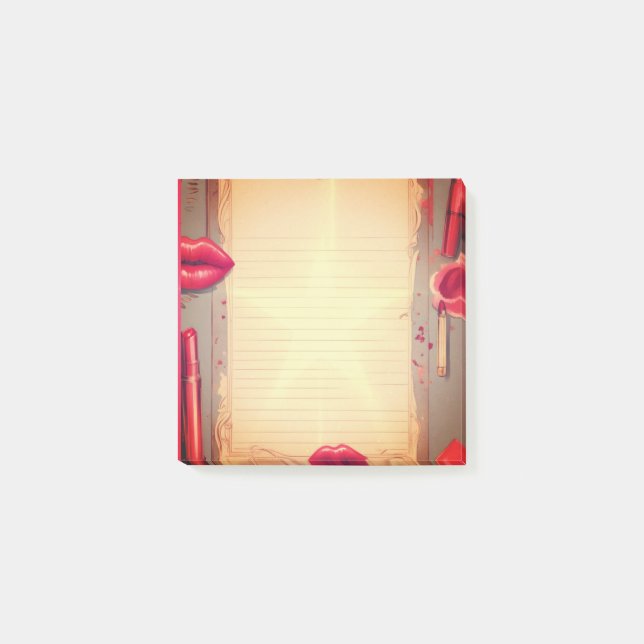Retro-Lipstick Post-it Klebezettel (Vorderseite)