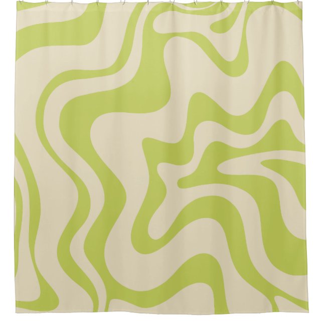 Retro Liquid Swirl Abstrakt leicht Limon beige Duschvorhang (Vorderseite)