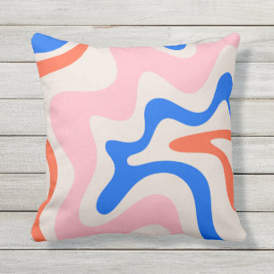 Retro Liquid Swirl Abstrakt rosa Orange Blue Kissen