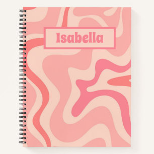 Retro Liquid Swirl Abstrakt rosa Personalisiert Notizbuch