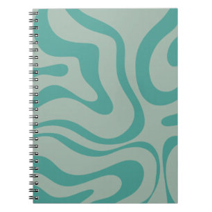 Retro Liquid Swirl Abstraktes Muster Aquamarin Notizblock