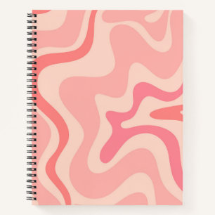 Retro Liquid Swirl Abstraktes Muster in Rosa Notizbuch