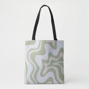 Retro Liquid Swirl Abstraktes Muster in Sage Green