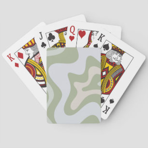 Retro Liquid Swirl Abstraktes Muster in Sage Green Spielkarten