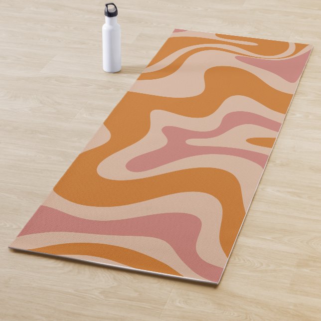 Retro Liquid Swirl Abstraktes Muster Orange Pink Yogamatte (Beispiel)