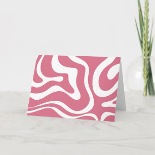 Retro Liquid Swirl Abstraktes Muster Thulian Pink Karte