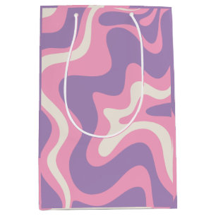 Retro Liquid Swirl Groovy Abstrakt Lila rosa Mittlere Geschenktüte