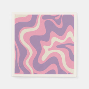 Retro Liquid Swirl Groovy Abstrakt Lila rosa Serviette
