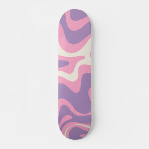 Retro Liquid Swirl Groovy Abstrakt Lila rosa Skateboard