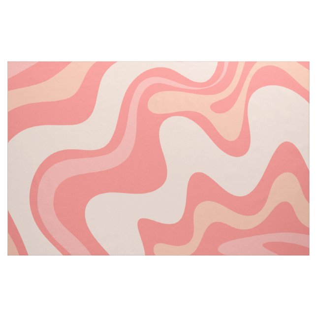 Retro Liquid Swirl Pastel Pink Abstraktes Muster Stoff (Fat Quarter (45,7 x 55,9 cm))