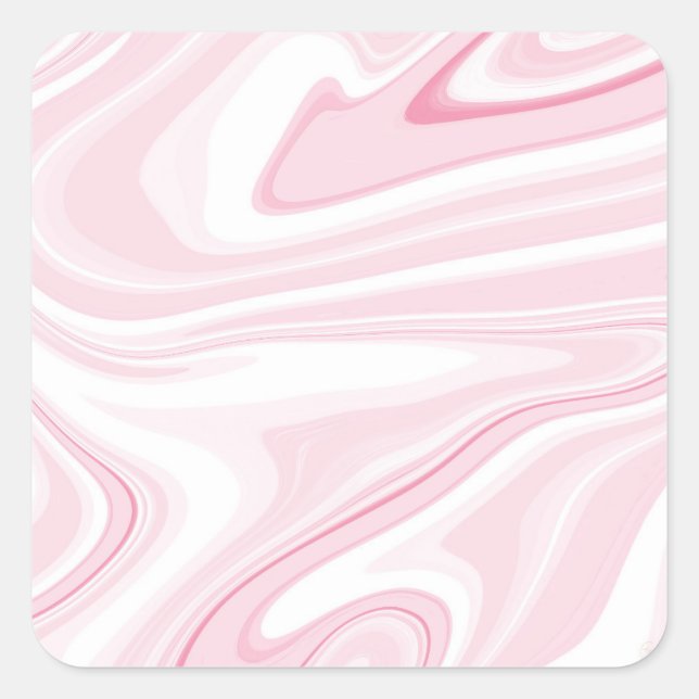 Retro Liquid Swirl Pink Painting Ästhetik Quadratischer Aufkleber (Vorderseite)
