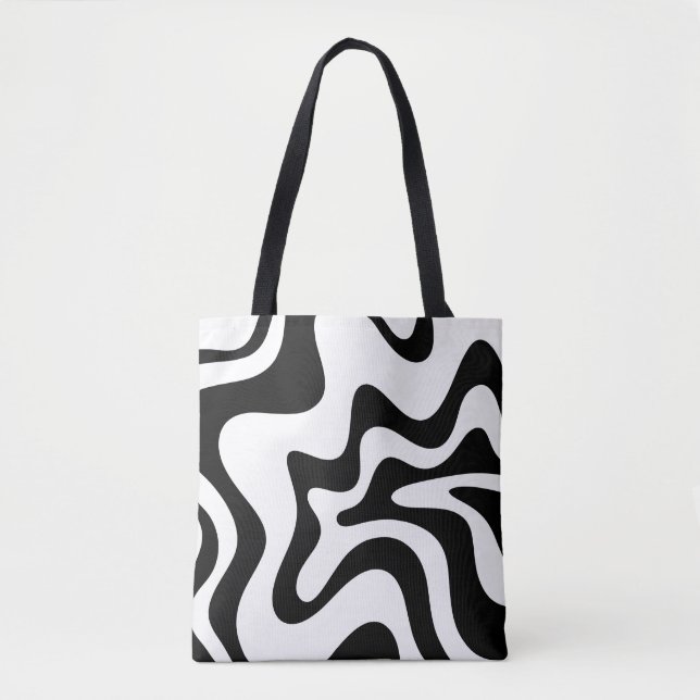 Retro Liquid Swirl Trippy Black and White Abstrakt (Vorderseite)