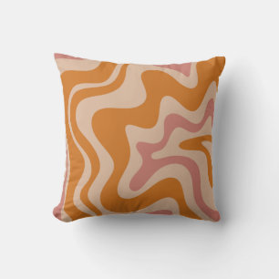 Retro Liquid Swirl Trippy Orange & Thulian Muster Kissen