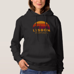 Retro Lissabon Sonnenuntergang Skyline Landschaft Hoodie